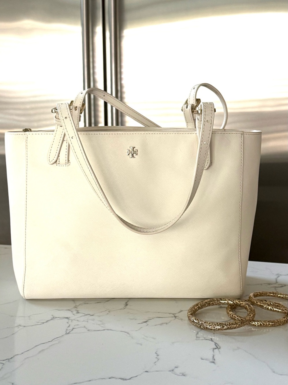 Tory Burch Robinson Large Tripple- Compartment Saffiano Leather Tote